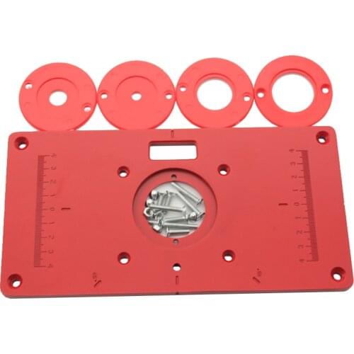 Trimming machine Flip Plate guide table Aluminum Router Table Insert Plate w/ 4 Router Insert Rings for Woodworking Benches