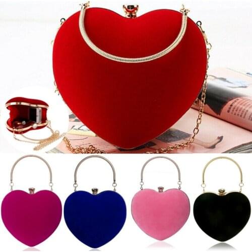 Fashion Heart-Shaped Evening Party Wedding Prom Clutch Bag Tote Prom Wallet Mini Handbag Crossbody