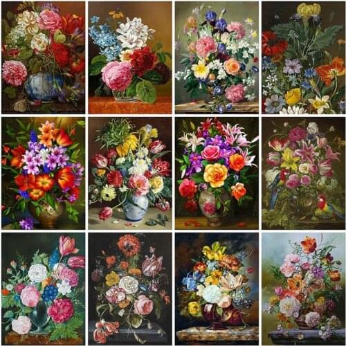 Diamond Painting Kits Flower Vase Full Round With AB Drill Mosaic Embroidery Rhinestone Pictures Cross Stitch Home Decoration