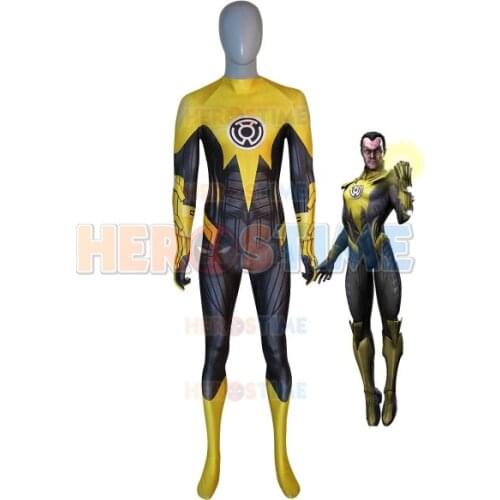 Newest Yellow Lantern Superhero Costume 3D Print Spandex Lycra Cosplay Zentai Suit Yellow Lantern Superhero Tight Bodysuit