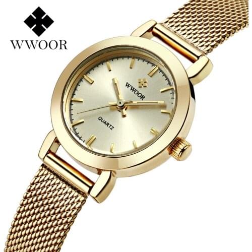 2017 New Luxury Brand WWOOR Ultra Thin Fashion Women Quartz Watches Mesh Belt Stainless Steel Band Woman Casual Wrist watch