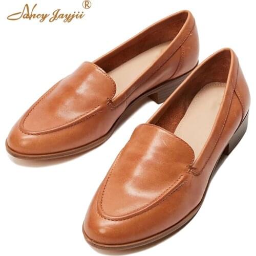 2021 Autumn Women’s Office Party Patent Leather Loafers Shoes Woman Almond Toe 2.5cm Chunky Heel Flats Girl Casual School Shoes