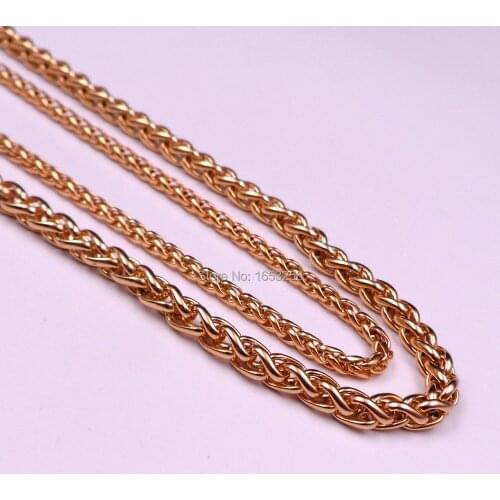 4mm/6mm Choose 24'' Gold wheat braid Link Chain Necklace Stainless Steel Necklace Women Mens Jewelry
