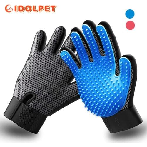New Version Pet Grooming Gloves Bath Cleaning Supplies Deshedding Brush for Cats Dogs Rabbits Horses with Long/Short/Curly Fur