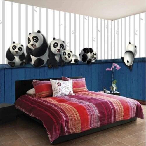 Custom 3D Photo Wallpaper Murals 3d Modern Anime Cute Panda Wall Paper Mural for Kids Room Living Room TV Background Home Decor