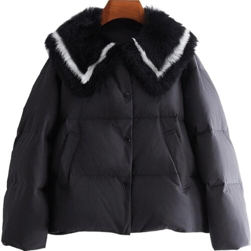 Short 90% white duck down womens winter down jackets 2020 coat female autumn real wool fur collar womens mujer parkas zjt586