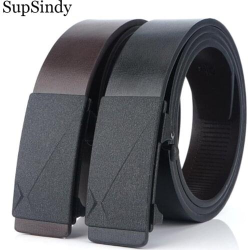 SupSindy Leather Belts for men Cowhide luxury Automatic Buckle Belt Casual genuine leather mans belt Jeans Waistband male strap