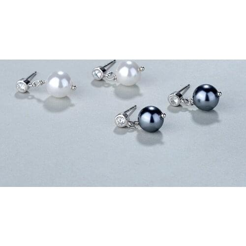 925 Sterling Silver Natural Freshwater Pearls Stud Earrings Christmas Ornament Earrings Jewelry