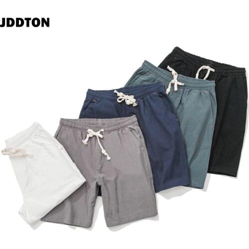 JDDTON Summer Mens Cotton Linen Soild Casual Shorts Loose Comfortable Drawstring Soft Short Breathable Male Streetwear JE101