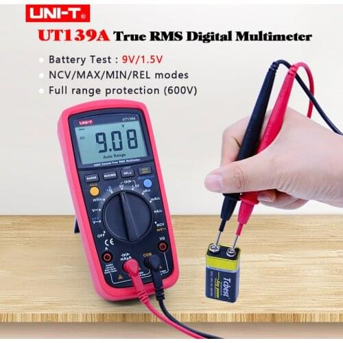 UNI-T UT139A Digital Multimeter 2000 Count True RMS AC DC voltmeter Ammeter ohmmeter Resistance Tester NCV/Continuity buzzer