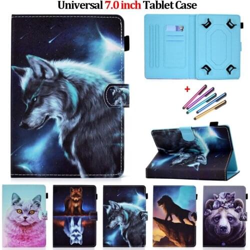 Universal 7 inch Tablet Case For Huawei Mediapad T3 7 Fashion Lion Wolf Cat Tablet For Lenovo Tab 2 A7-30 A10-70l Animal Cover