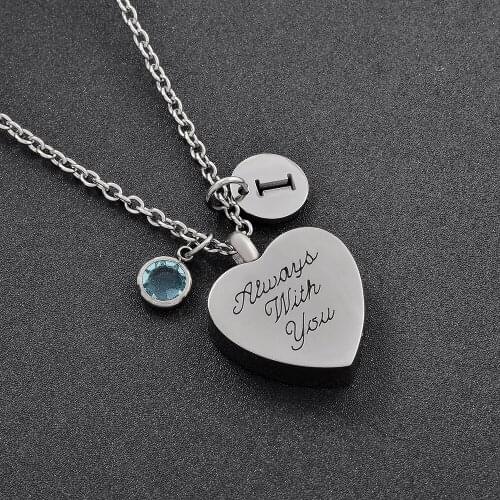 'Always With You' Engrave Ashes Holder Memorial Keepsake Pet Dogs Cats Memorial Urn Pendant Necklace Fashion Jewelry