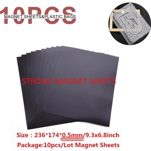 10pcs/set Magic Tape Plastic Storage Bags And 0.5MM Strong Magnet Sheets For Cutting Dies Clear Stamp Plastic Stencil Collection