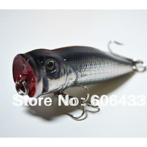 10 Pieces Small Popper lure fish fishing lure grey black hook baits 7.5cm 10g