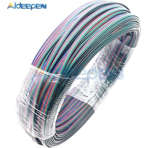 100M/Roll 4 Pin Extension RGB + Black Wire Cable For ws2801/5050 /3528/lpd8806/apa102 smd RGB LED Strip 22AWG line