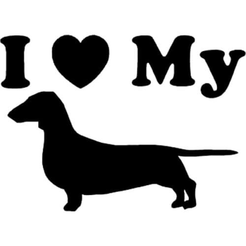 13.2CM*9.5CM I Heart My Dachshund Dog Love Vinyl Car Decal Sticker Suitcase sticker Laptop Helmet Skateboard Sticker