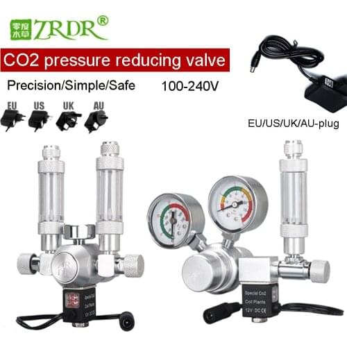 ZRDR DIYaquarium CO2 regulator, 360° fine-tuning valve bubble counter solenoid valve kit, carbon dioxide pressure reducing valve