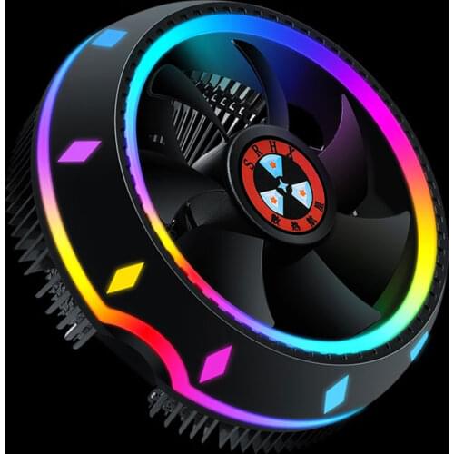 100mm Silent CPU Cooler Desktop Computer Case Cooling Fan RGB Streaming Symphony LED Light for Intel 115X AMD Heatsink