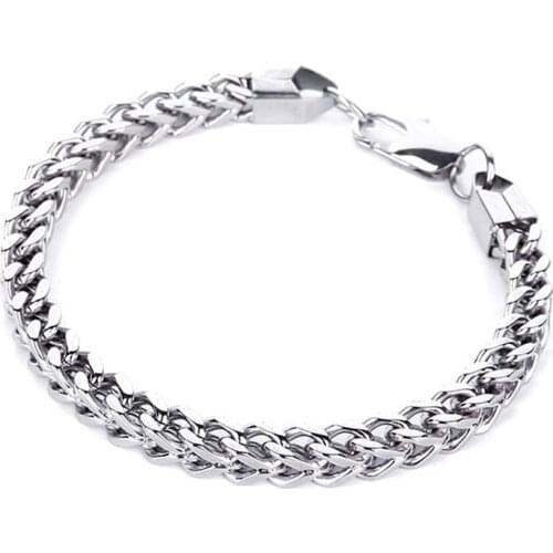 Cuban Chain Punk Hip-hop Rock Bracelet Rapper Cool Link Titanium Steel Men Bracelets Jewelry Silver Male Color Wholesale