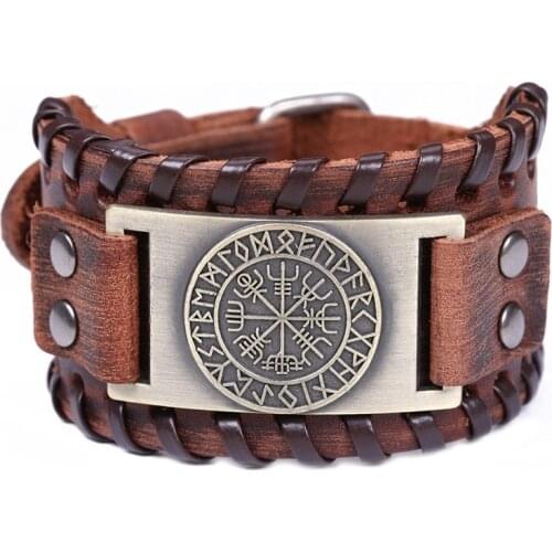 Compass Bracelet Jewelry Wide Leather Domineering Pirate Bracelet Bangles