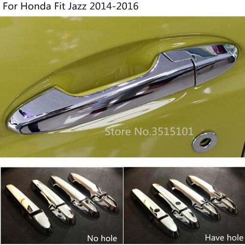 Car styling cover protection detector stick frame lamp trim ABS chrome car door handle 8pcs For Honda Fit Jazz 2014 2015 2016
