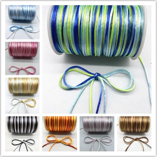 New 5yards/lot 2.0mm Colorful Chinese Knot Line Cord Silk Satin Cord Nylon Cord DIY String Necklace Bracelets Cord