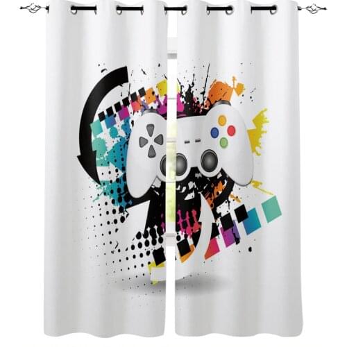 Colorful Game Console White Blackout Curtains for Children Kids Home Decor Bedroom Living Room High Shading Window Curtains