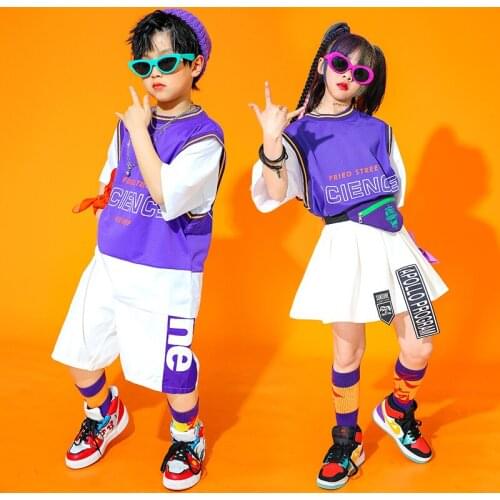 Kids Concert Dance Costumes Hip Hop Outfits Show Clothes Street Wear Tshirt Tops Shorts Skirt Girls Boys Jazz Stage Wear Clothes