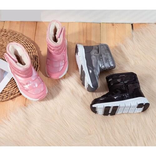 Childrens snow boots 2021 new girls boots boys winter plus velvet cotton shoes baby warm shoes