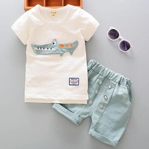 Childrens Suit Summer New Boys And Girls Suits SHORT SLEEVE Cotto-neck Giraffe Childrens Baby Two-piece Suits 1 2 3 4 5 YEARS