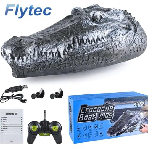 Flytec V005 Art Decoration Entertainment 2 In 1 Floating Crocodile Head RC Boat For Pond,Garden,Pool Kids Toys