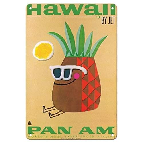 Hawaii by Jet - Mr. Pineapple Head - Pan American World Airways - Airline by Phillips Metal Tin Sign