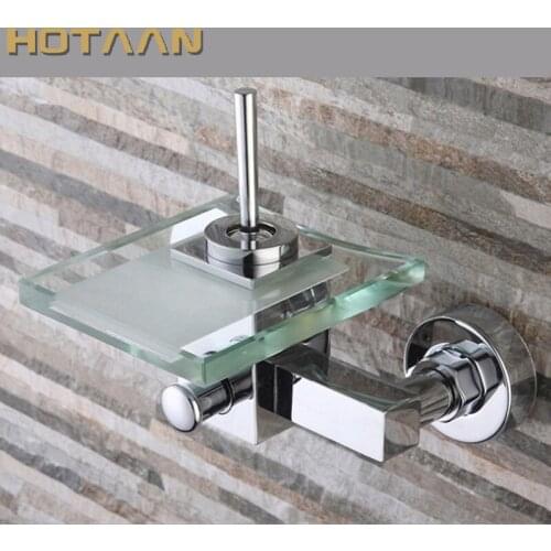 Free shipping Polished Chrome Finish New Wall Mounted Waterfall Bathroom Bathtub Handheld Shower Tap Mixer Faucet YT-5333
