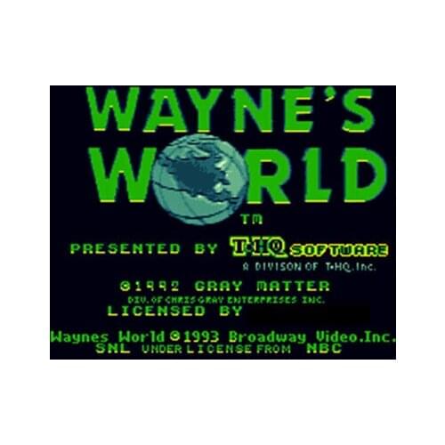 Waynes World NTSC Version 16 Bit 46 Pin Big Gray Game Card For USA Game Players