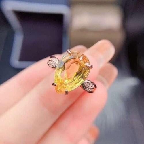 Exquisite Natural Citrine Ring, 925 Sterling Silver Ring, Small Style Ring, Honey Citrine, Lucky Crystal