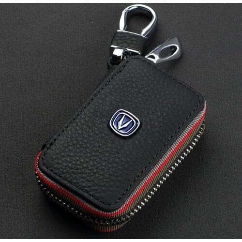 Leather Key Case For Changan CS35 CS75 PLUS CS85 COUPE CS95 Remote Protect Metal Logo Keychain Waist Pendant Car Accessories