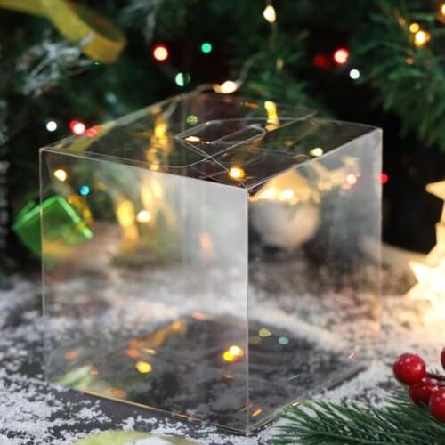 50 Pieces Square PVC Birthday Gift Box Transparent Wedding Favor Holder Chocolate Candy Boxes Event Sweet Candy Bags 5x5x5cm