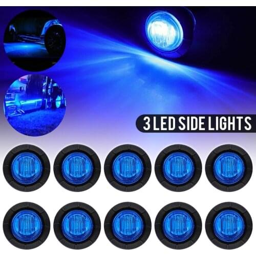 Mayitr 10pc Round 3/4" Blue LED Clearance Side Marker Light For Car Auto Truck Trailer Lamp Accessories Parts