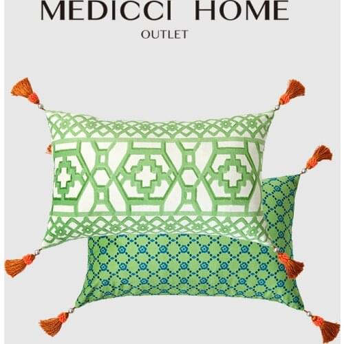 Medicci Home Decorative Pillowcase Chinese Ancient Geomeric Patterns Double Sided Print Rectangle Cushion Cover Couch Sofa Bed