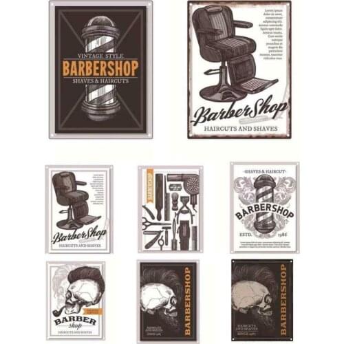 BARBER SHOP Metal Tin Sign Poster Bar Pub Tin Sign Plaque Decor Haircut and Shave Beard Plaque