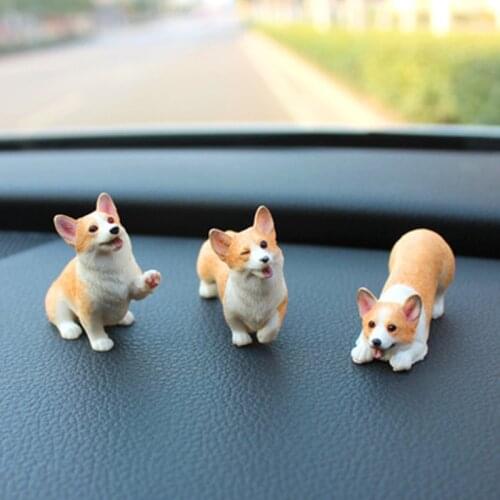 Mini Corgi Car Decoration Model Desktop Car Decoration Cake Decoration Cute Simulation Resin Puppy Doll Automotive Interior