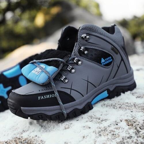 Men Outdoor Hiking Shoes Man High Top Winter Boots Plush Comfy Outdoor Sport Shoes Zapatillas Hombre