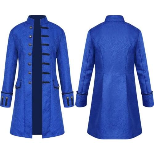 Men Cosplay Costume Victoria Edwardian Steampunk Trench Coat Frock Outwear Vintage Prince Overcoat Medieval Renaissance Jacket