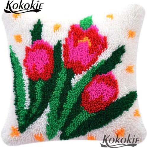 Diy latch hook rug making kits 3d mat sets Cross Stitch Needlework set cushion mat 3d embroidery flower Patchwork Pillowcase