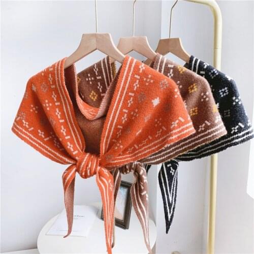 Women Knitted Fake Collars Female Shawl False Collar Solid Color Neck Warmer Capelet Clothing Neckwear Shirt Detachable Collars