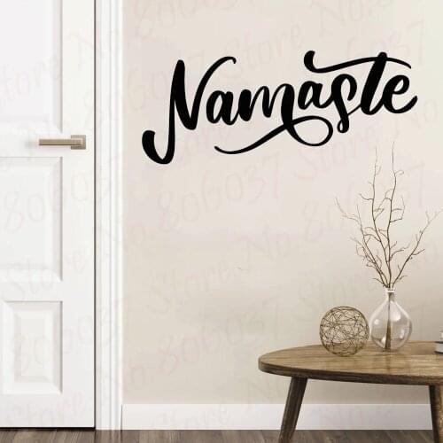 Namaste Words Religion Wall Decal Vinyl Lotus Yoga Sticker Buddha Ganesha Home Decor Bedroom Flower Mural WL1922