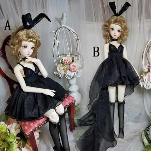 NEW Sexy Black Strapless gown with Trailing Dress 1/3 1/4 SD DD MSD BJD Doll Clothes