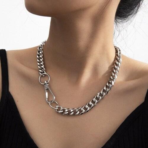 Punk Aluminium Thick Chain Key Necklace Women Vintage Choker Simple Creative Geometric Chocker Colar Necklace Jewelry Kolye