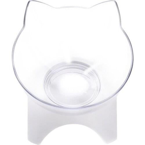 Cat Face Protection Cervical Spine Cat Bowl Cat Feeding Pet Transparent Double Bowl Cat Food Bowl Plastic Non-slip Cat Bowl