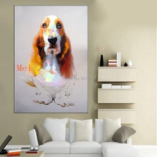 Hand Painted Canvas Abstract Painting Dog Oil Paintings Home Decor Hang Pictures For Living Room Animals Mural Wall Art Picture